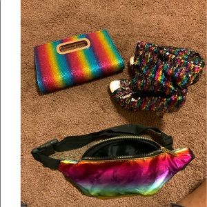 COPY - Rainbow shine trio,heels,waist bag and clu…